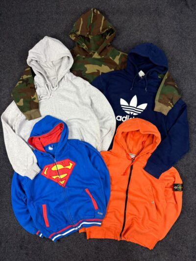 Branded Hoodies & Sweatshirts Bundle | Grade AB | Size XS–XXL | Mixed Brands | Streetwear Wholesale